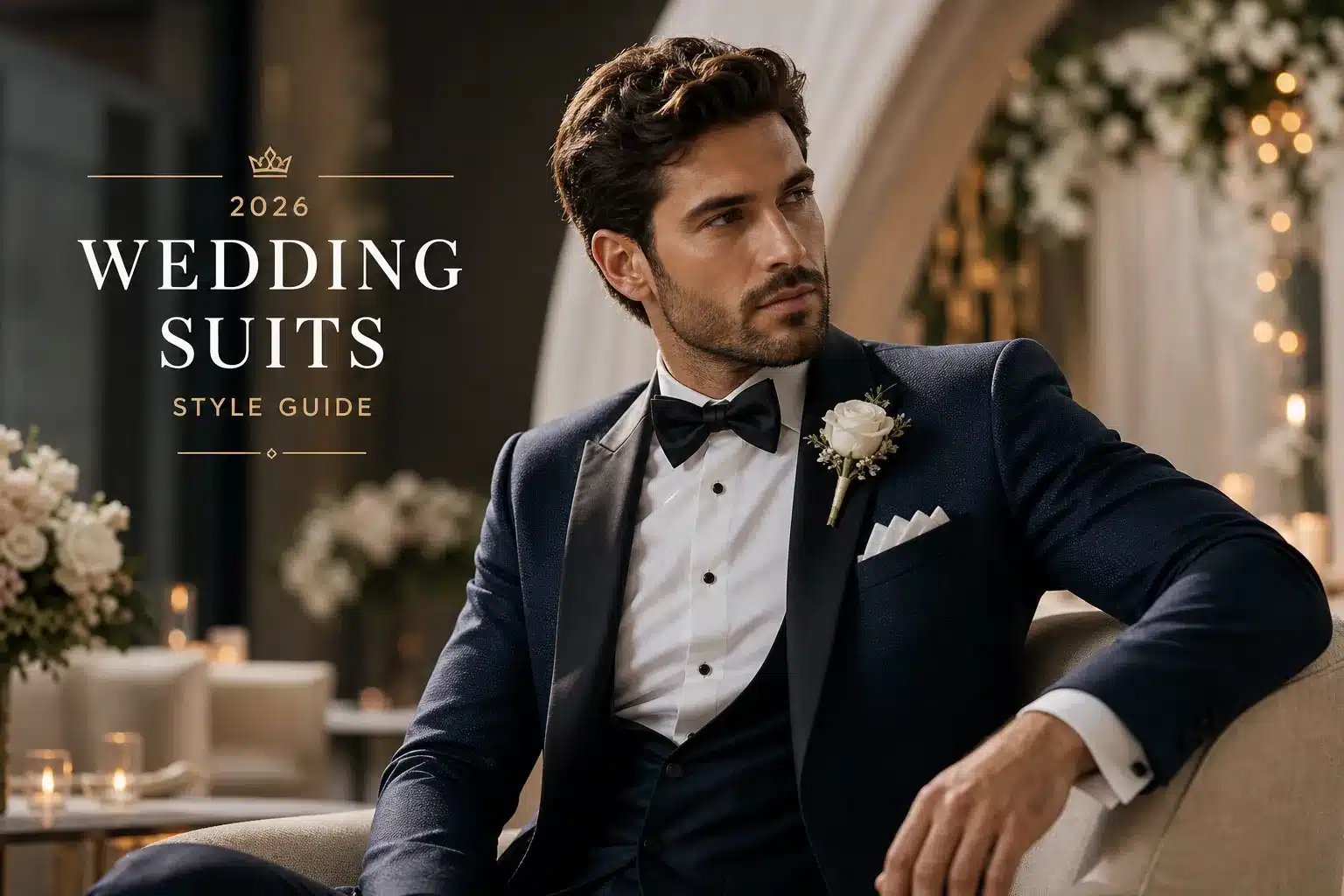 AI generated image of choosing the wedding suit, produced for Gabucci Menswear Bath