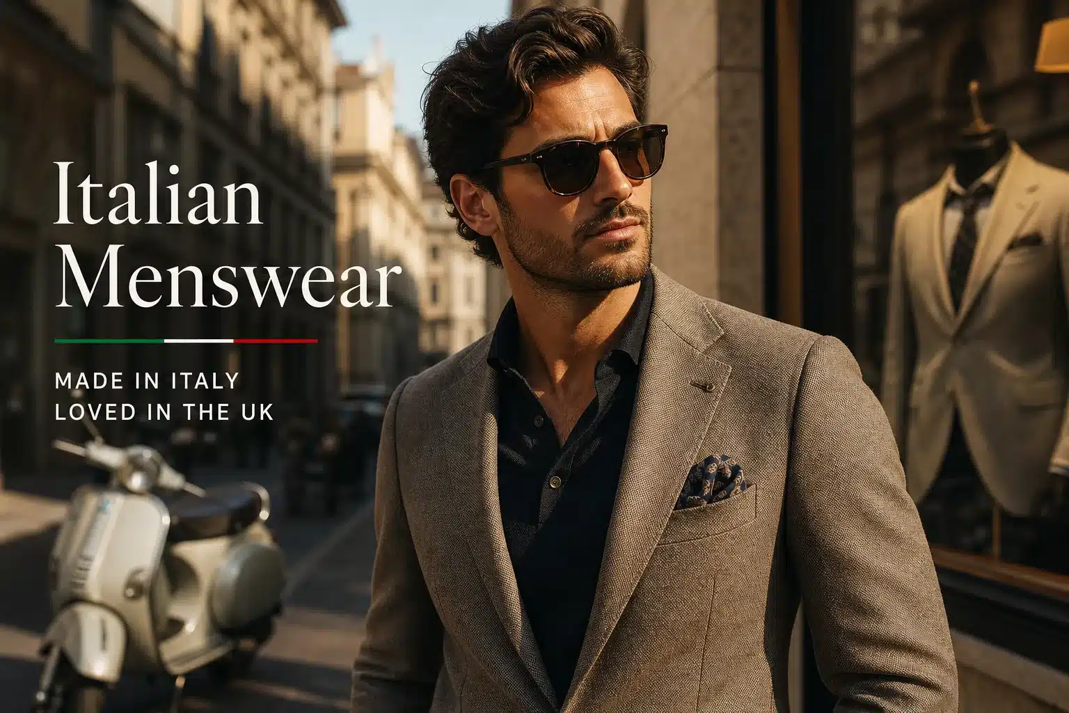 AI generated image of choosing the best Italian menswear, produced for Gabucci Menswear Bath